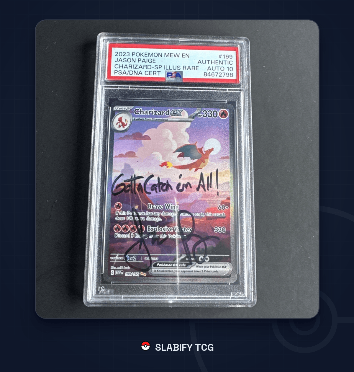 Charizard EX 199/165 151 Special Illustration Rare Signed PSA 10