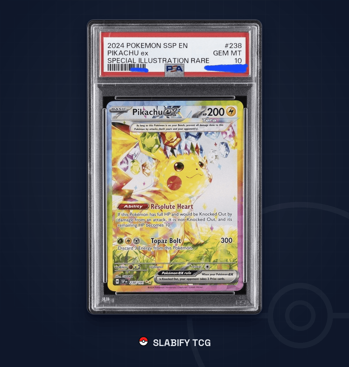 Pikachu EX SIR Surging Sparks English 2024 PSA 10