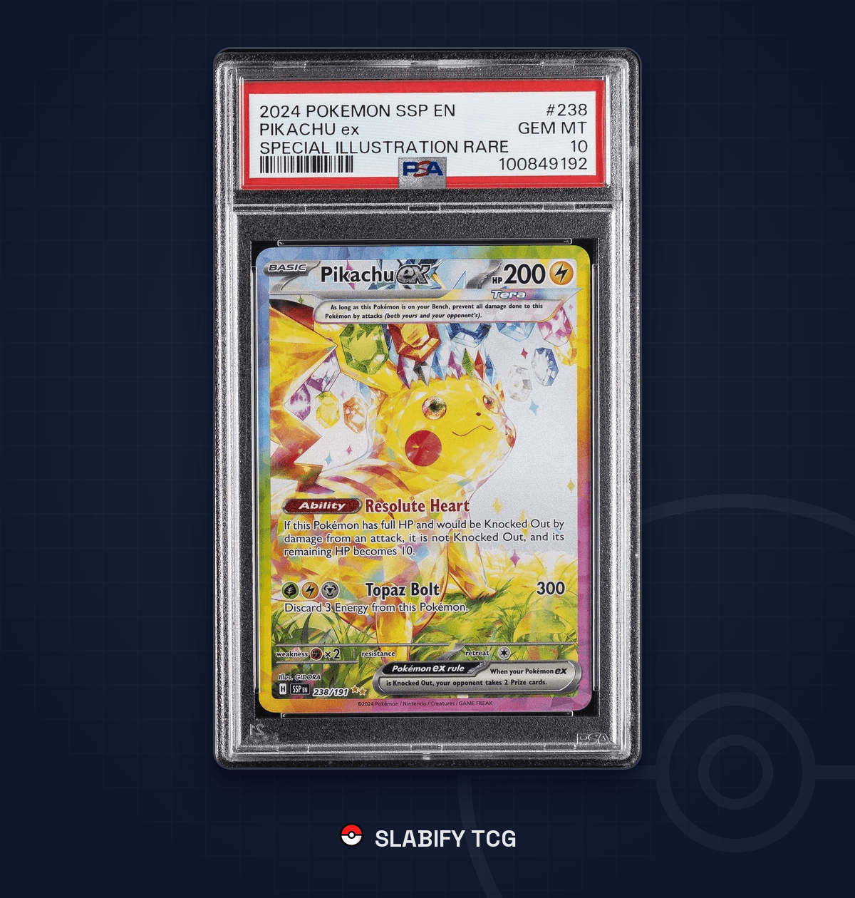 Pikachu EX Special Illustration Rare Surging Sparks 2024 PSA 10