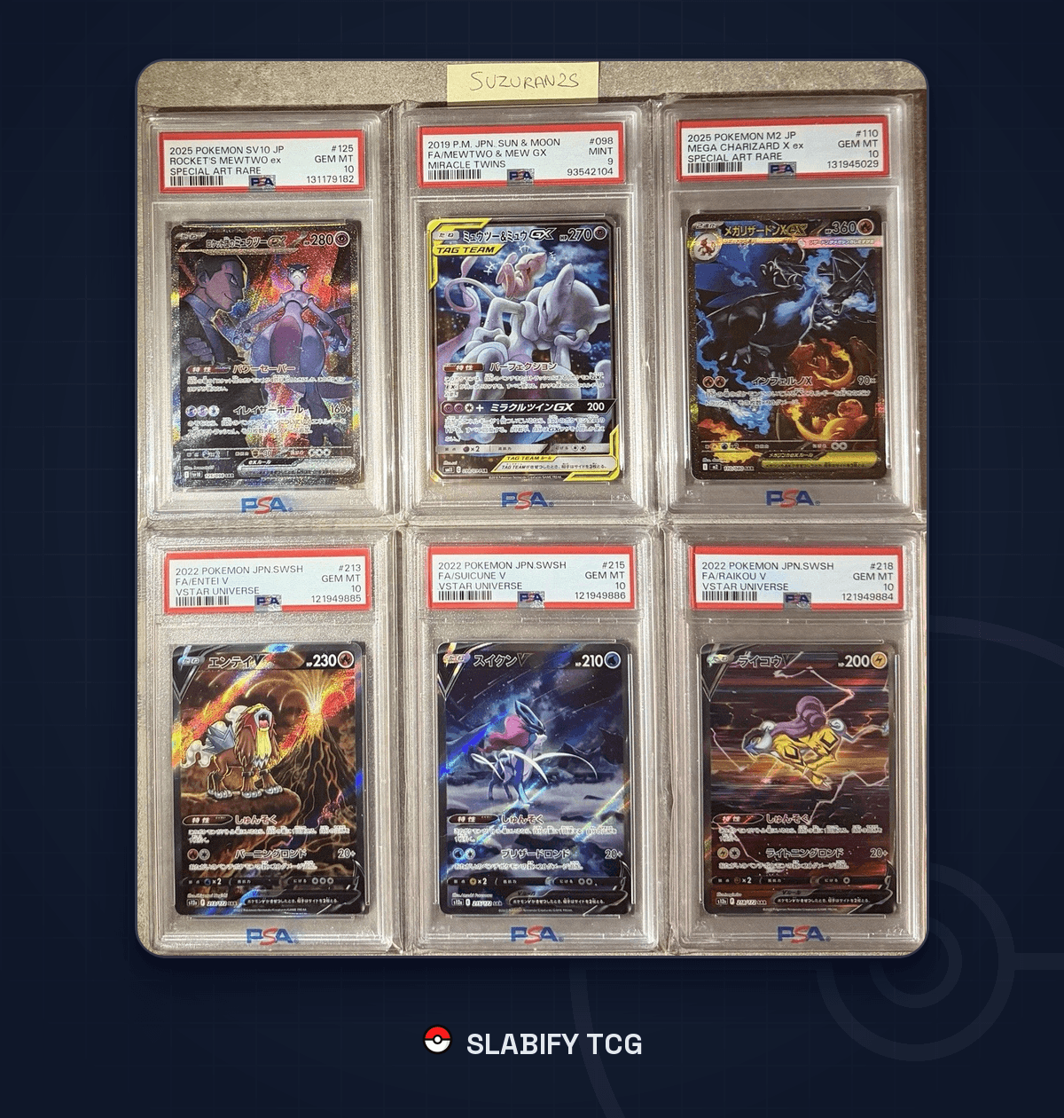 Mewtwo & Mew GX 098, Mewtwo EX 125, Mega Charizard EX 110 PSA 10